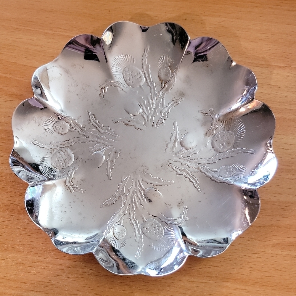 Elegant Silver Floral Plate